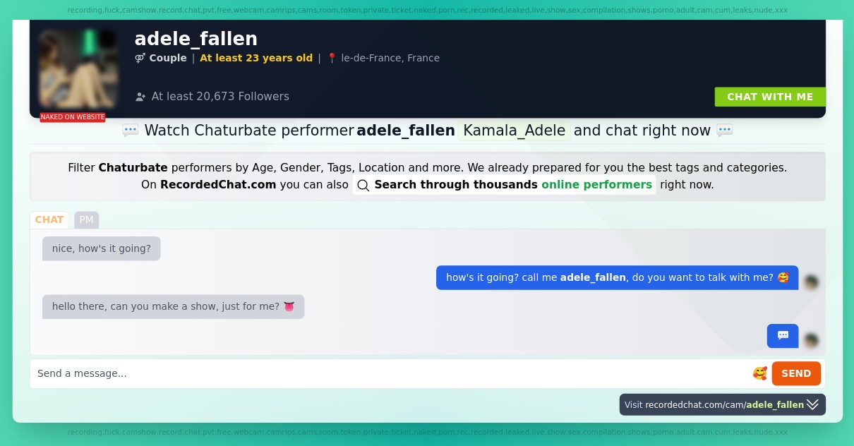 Chaturbate Live Performer adele_fallen Sex Cam xXx Video Porn Chat
