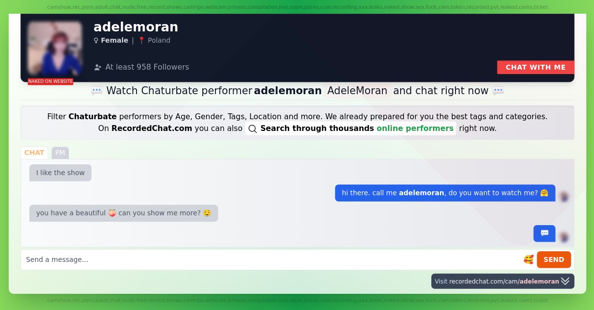 Chaturbate Live Performer adelemoran Sex Cam xXx Video Porn Chat
