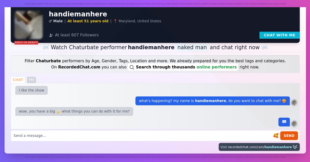 Chaturbate Live Performer handiemanhere Sex Cam xXx Video Porn Chat