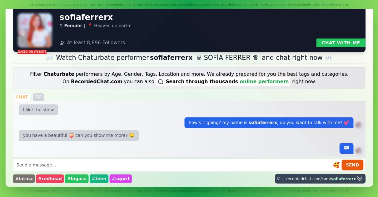Chaturbate Live Performer sofiaferrerx Sex Cam xXx Video Porn Chat