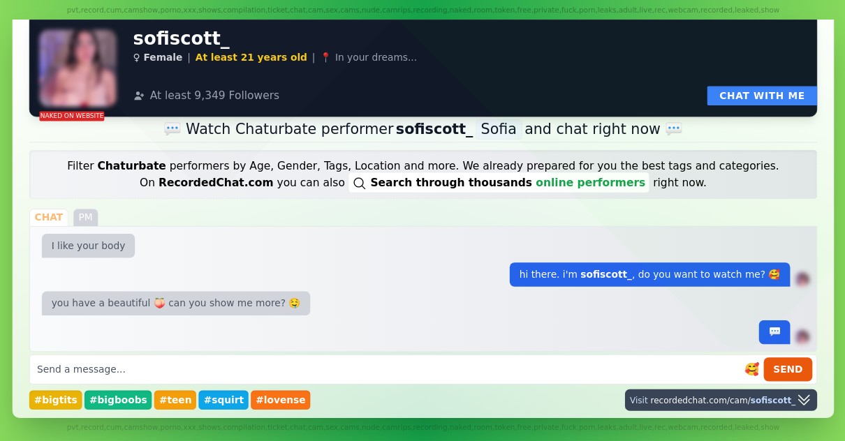 Chaturbate Live Performer sofiscott_ Sex Cam xXx Video Porn Chat